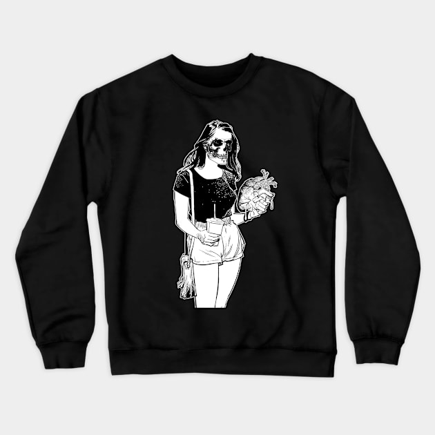 Skull Girl Eating Yr Heart Crewneck Sweatshirt by CultOfRomance